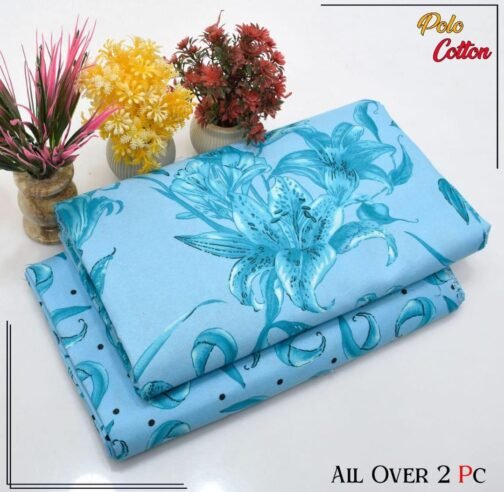 2 Pcs Women’s Unstitched Printed Polo Cotton Suit
