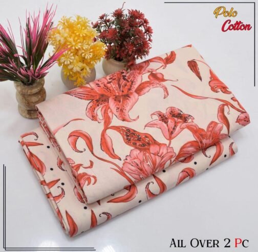2 Pcs Women’s Unstitched Printed Polo Cotton Suit