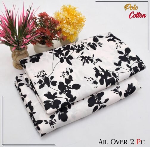 2 Pcs Women’s Unstitched Printed Polo Cotton Suit