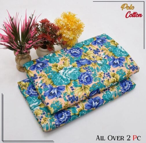 2 Pcs Women’s Unstitched Printed Polo Cotton Suit