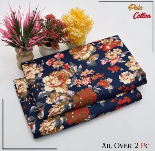 2 Pcs Women’s Unstitched Printed Polo Cotton Suit