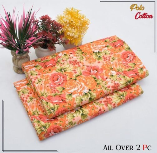 2 Pcs Women’s Unstitched Printed Polo Cotton Suit