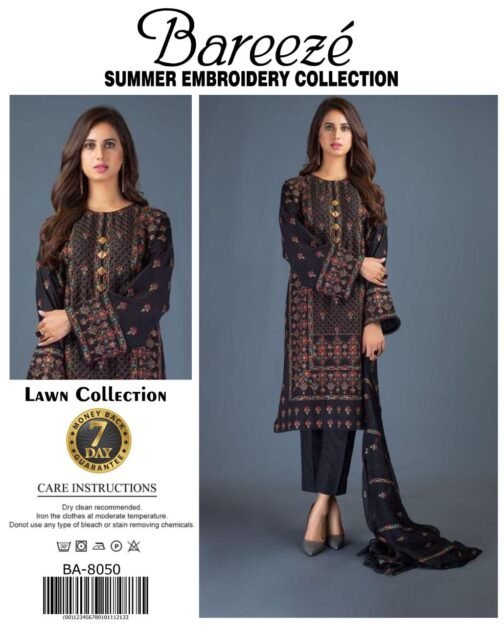 Bareeze 3-Piece Summer Embroidery Lawn Collection – Premium Unstitched Suit Set