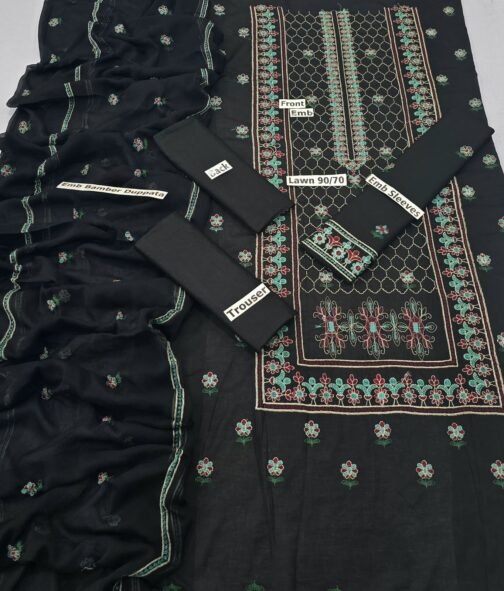 Bareeze 3-Piece Summer Embroidery Lawn Collection – Premium Unstitched Suit Set - Image 2