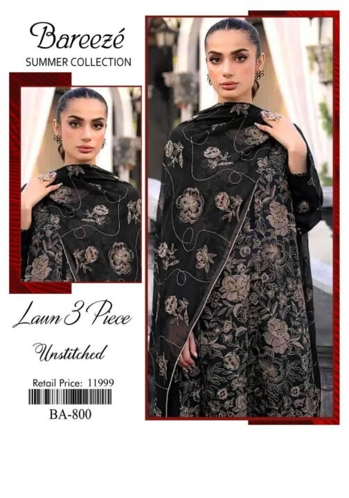 Bareeze 3-Piece Summer Embroidery Lawn Collection – Premium Unstitched Suit Set