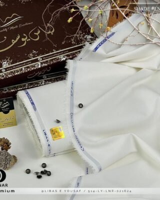 Libas e Yousaf Men's Unstitched Wash & Wear Plain Suit - Off White - Premium Quality Fabric