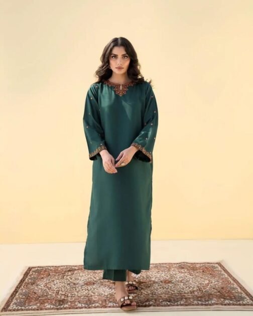 2 Pc Premium Linen Embroidered Suit