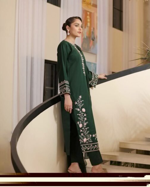 2pc Premium Linen Embroidered Stitched Suit - Image 4