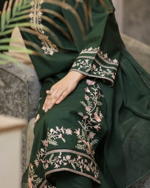 2pc Premium Linen Embroidered Stitched Suit - Image 5