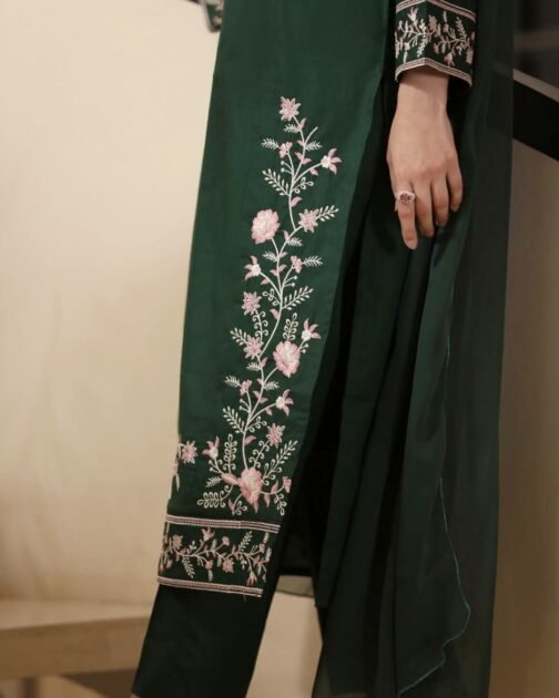 2pc Premium Linen Embroidered Stitched Suit - Image 6