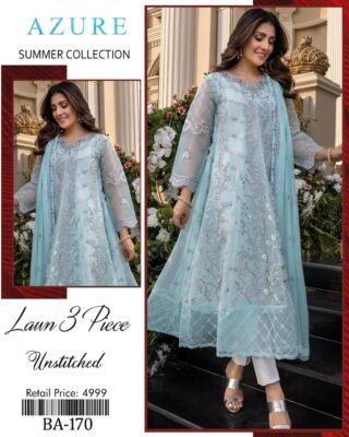 Azure 3-Piece Lawn Embroidered Suit | Summer Collection