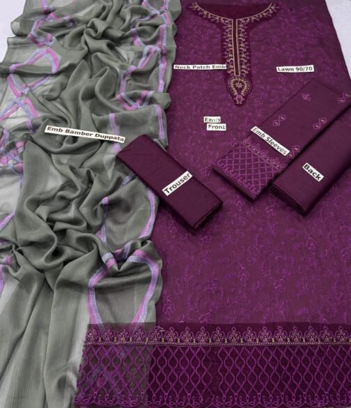 Iznik 3pc Embroidered Lawn Suit | Summer & Eid Collection - Image 2