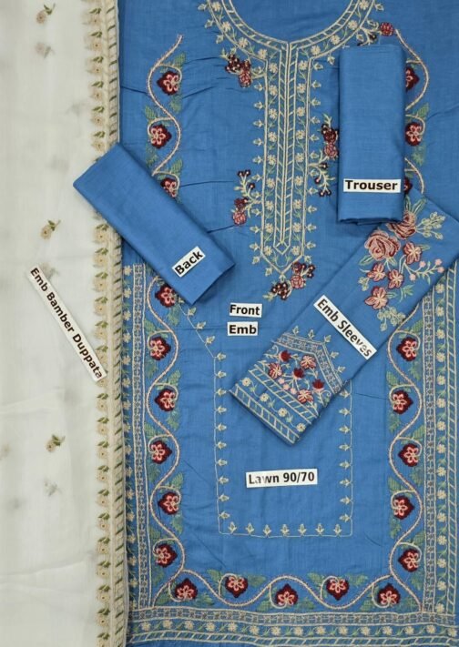 Zara Shahjahan 3pc Embroidered Lawn Summer | Eid Collection - Image 3