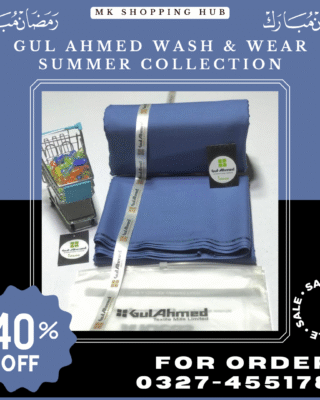 Gul Ahmed Men’s Unstitched Wash and Wear Plain Suit