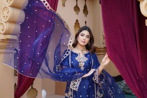 3PC Organza Boring Embroidery Suit | Ramzan Sale | Eid Collection - Image 2