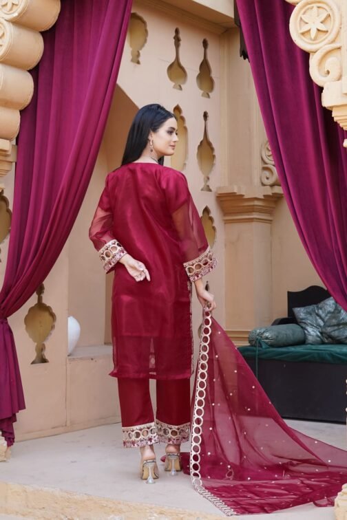 3PC Organza Boring Embroidery Suit | Ramzan Sale | Eid Collection - Image 4