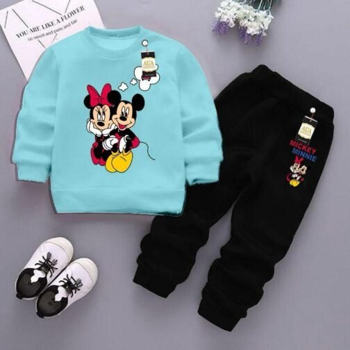 2 Pcs Fleece Printed Tracksuit Set for Kids