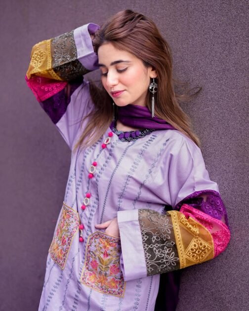 2PC Doria Cotton Double Pocket Embroidery Suit | Premium Summer Collection - Image 5
