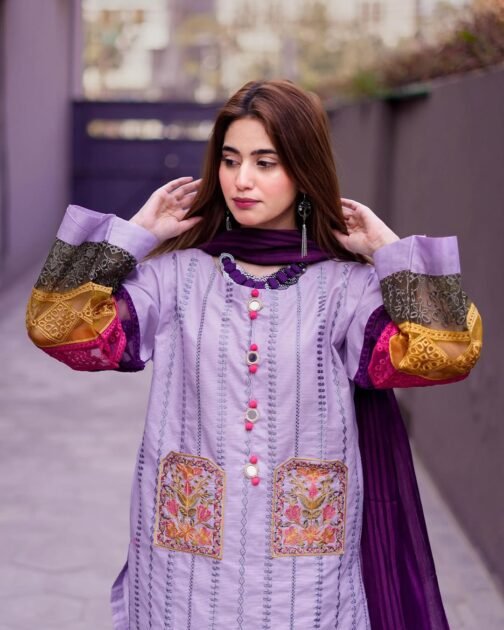 2PC Doria Cotton Double Pocket Embroidery Suit | Premium Summer Collection - Image 4