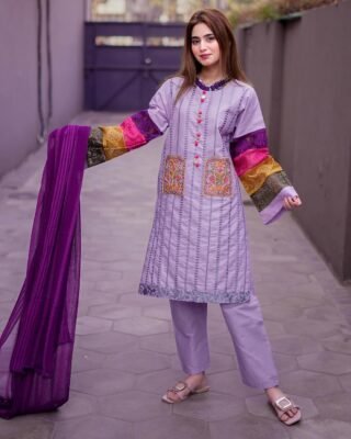 2PC Doria Cotton Double Pocket Embroidery Suit | Premium Summer Collection
