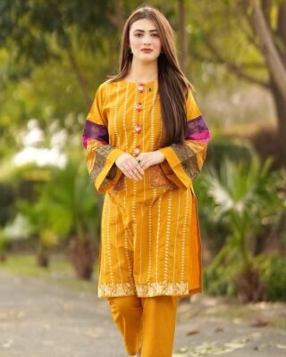 2PC Doria Cotton Double Pocket Embroidery Suit | Premium Summer Collection