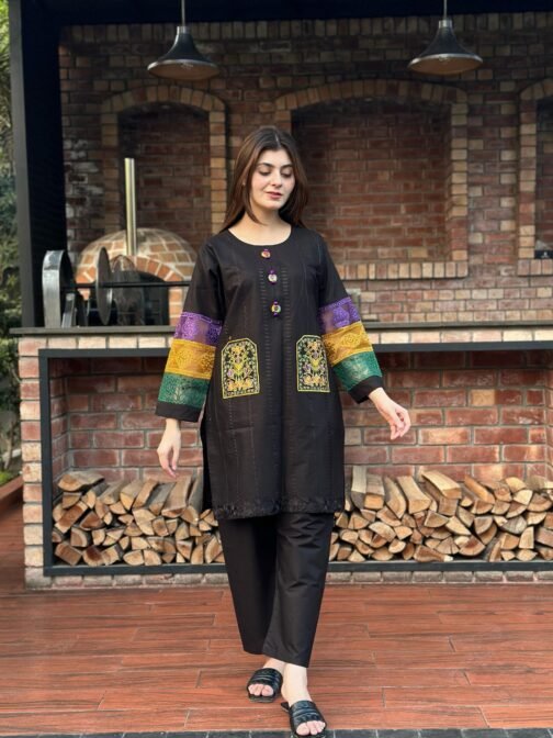2PC Doria Cotton Double Pocket Embroidery Suit | Premium Summer Collection