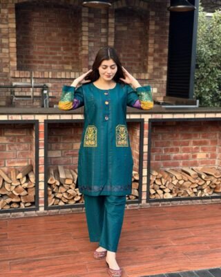 2PC Doria Cotton Double Pocket Embroidery Suit | Premium Summer Collection