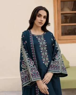 3PC Mashal Embroidery Suit - Elegant Premium Lawn Set