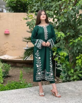 ADAAB – Embroidered Long Length 2PC Dress – Elegant & Timeless Design