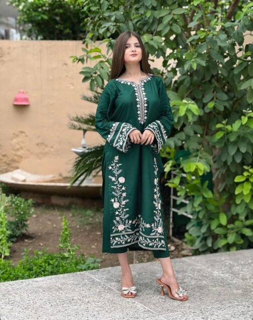 ADAAB – Embroidered Long Length 2PC Dress – Elegant & Timeless Design