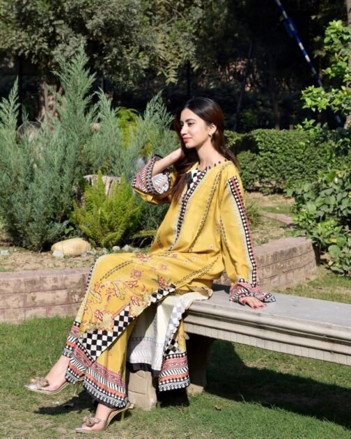 Premium Collection Yellow Blush 2pc CO-Ord Suit | Silky Lawn Luxury Outfit - Image 5