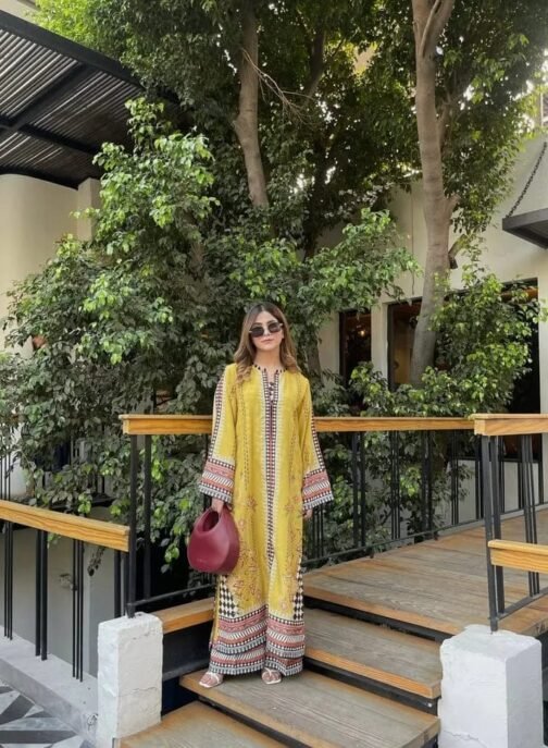Premium Collection Yellow Blush 2pc CO-Ord Suit | Silky Lawn Luxury Outfit - Image 4