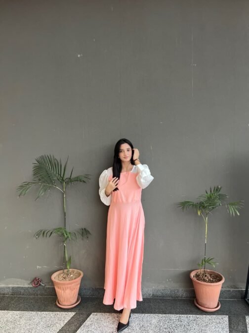 Hezal Soft Peach – Long Length Maxi | Elegant & Comfortable Maxi Dress - Image 2