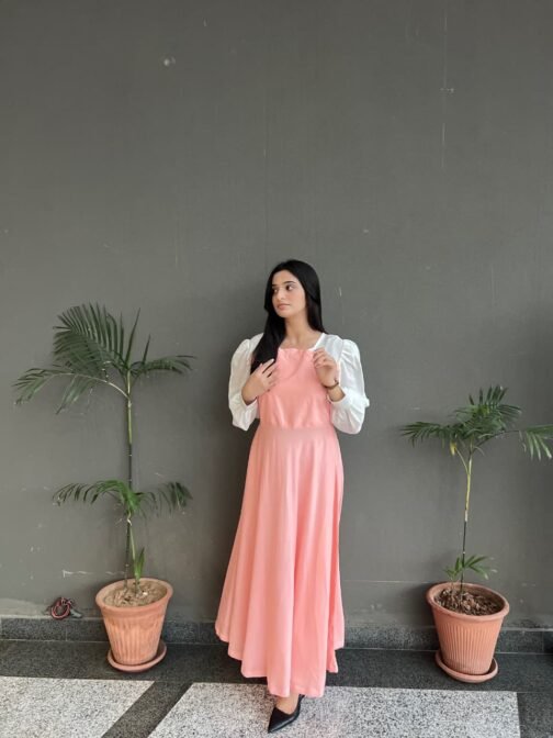 Hezal Soft Peach – Long Length Maxi | Elegant & Comfortable Maxi Dress - Image 5