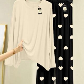 Elegant Women Plain Night Suit 2 Pcs Premium Sale