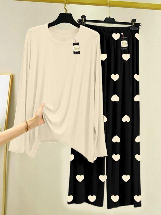 Elegant Women Plain Night Suit 2 Pcs Premium Sale