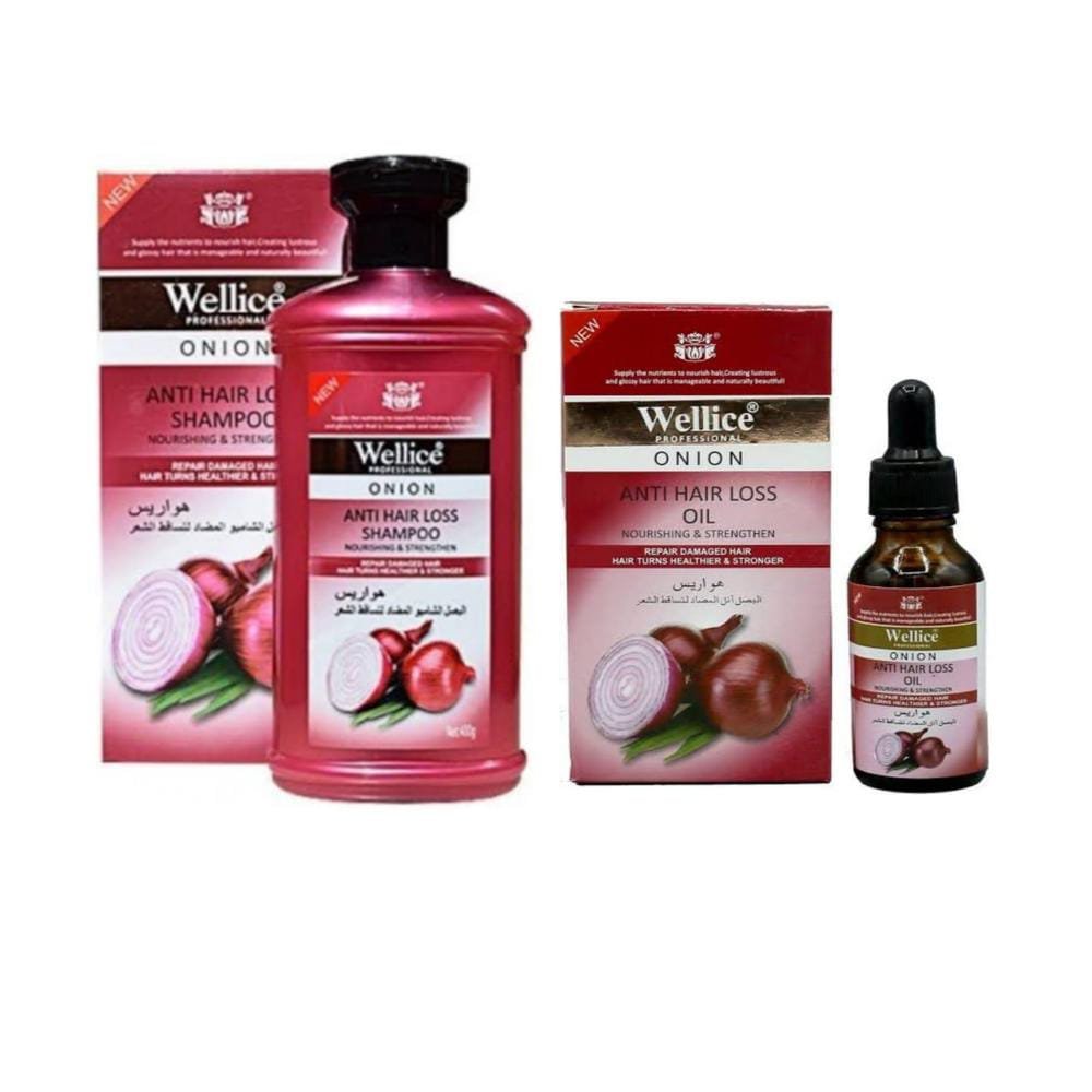 Wellice Anti Hair Loss Oil and Shampoo with onion extract for strong healthy hair