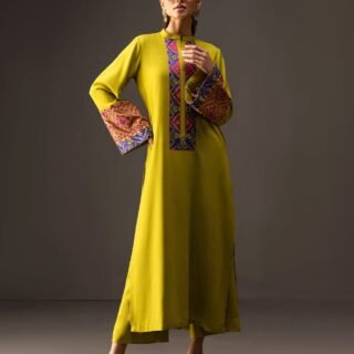 Muskan Embroidery 2PC Premium Linen set with stylish embroidered shirt and matching plazzo for women