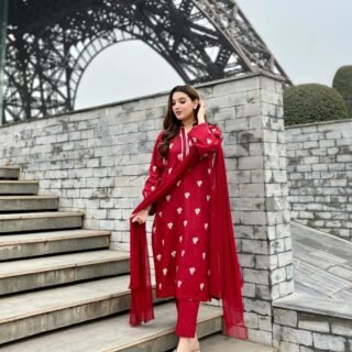 Lilly Embroidered 3PC Set Premium Linen Shirt Trouser Dupatta Women