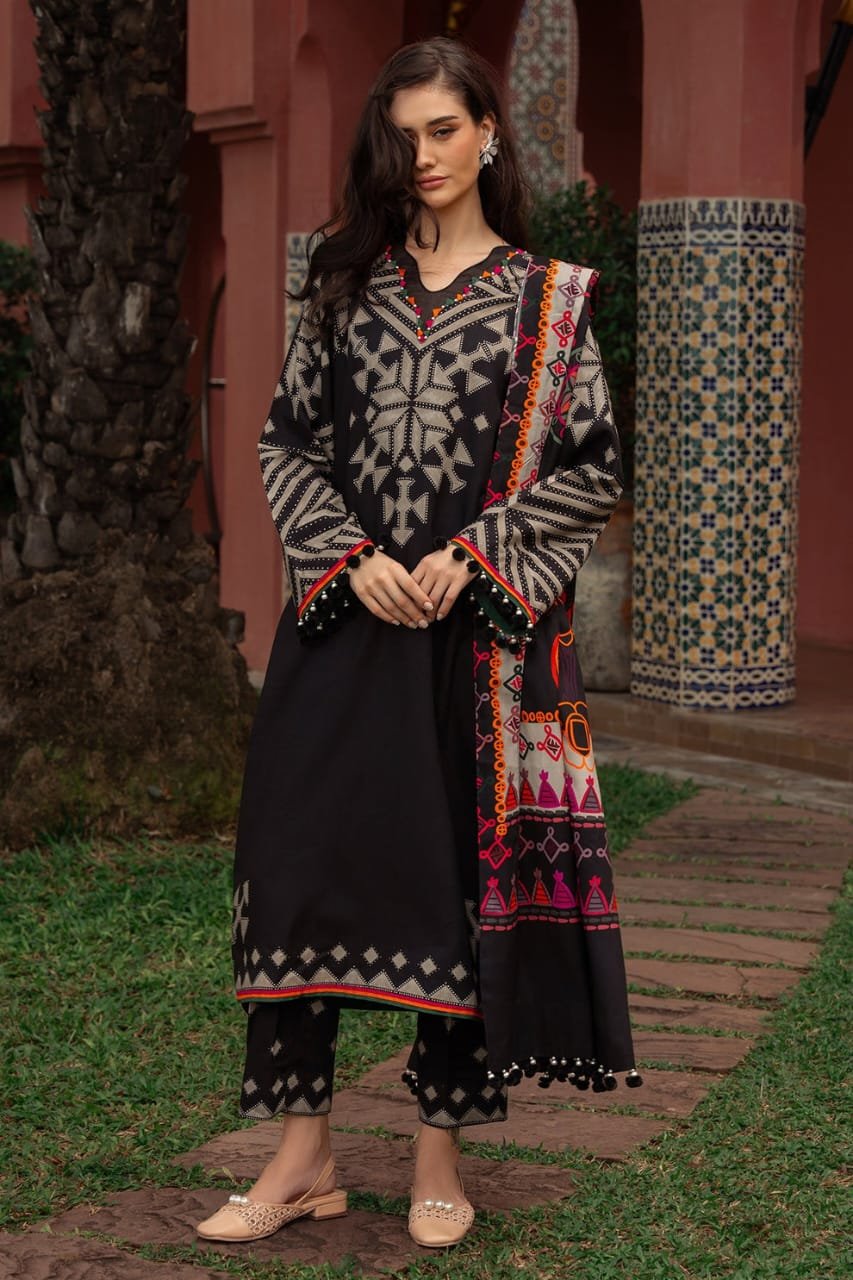 Mahnoor Stylish 3PC Grip Silk Dress - Premium Digital Print Shirt, Trouser, and Dupatta