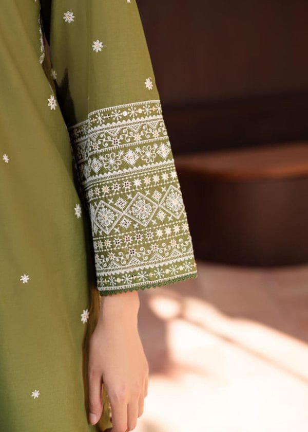 Moon Embroidery 2PC Suit premium stone linen embroidered shirt with plazo for women Pakistan