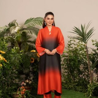 Red Charm 2PC premium winter suit in Shamoze Silk with shirt and trouser for women