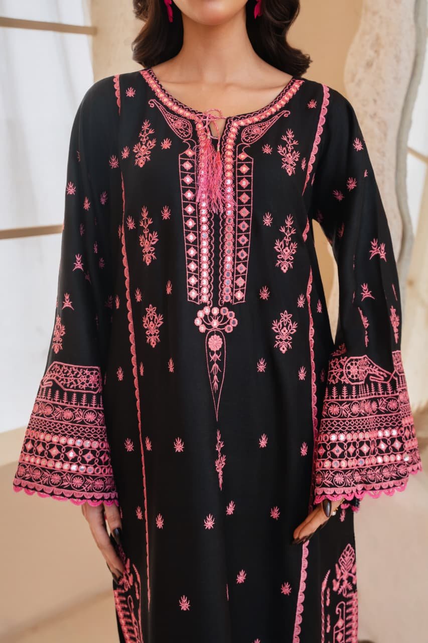 Exclusive Black Rose Embroidery 2PC – Fast Delivery - Image 5