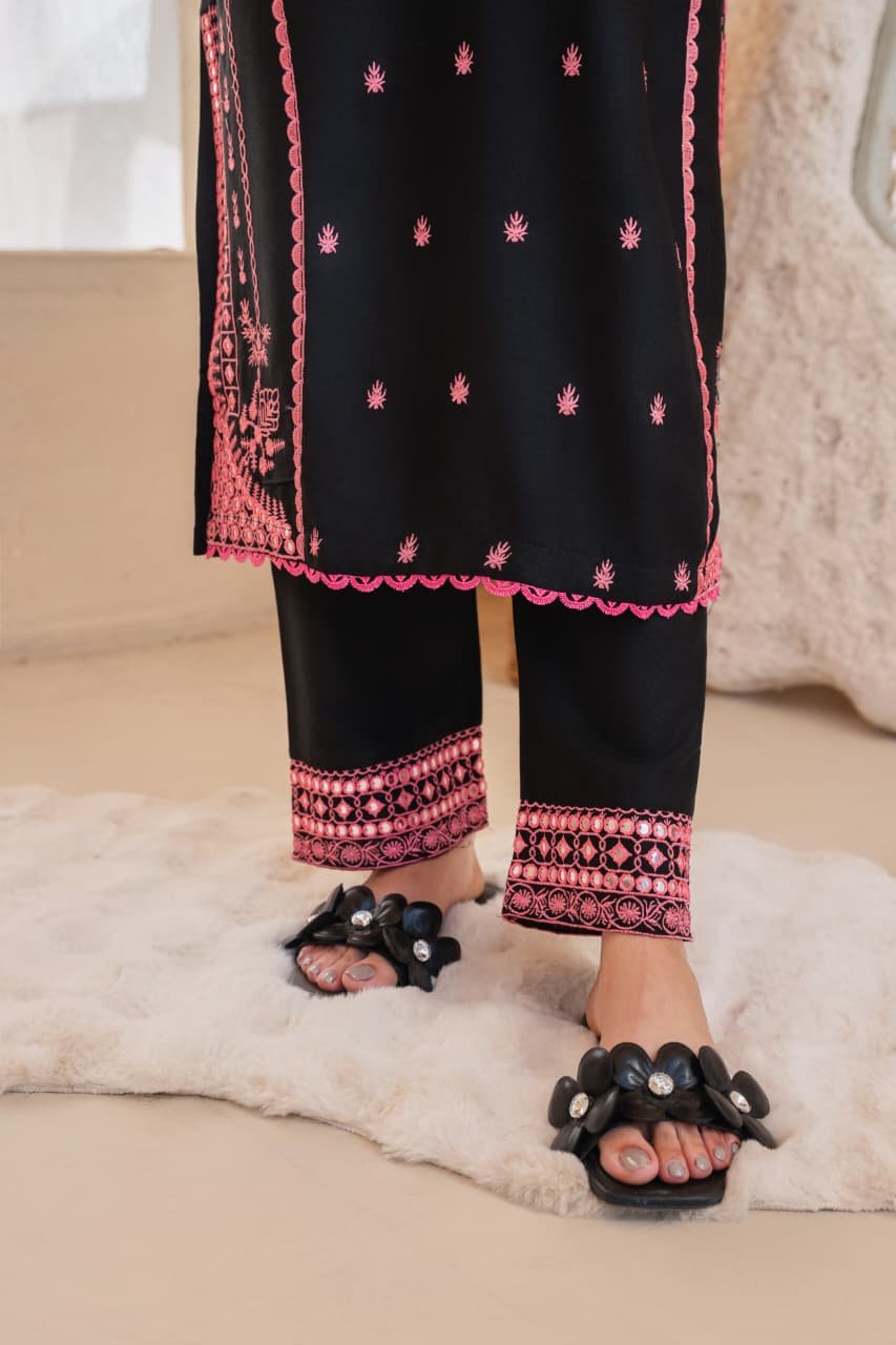 Exclusive Black Rose Embroidery 2PC – Fast Delivery - Image 6