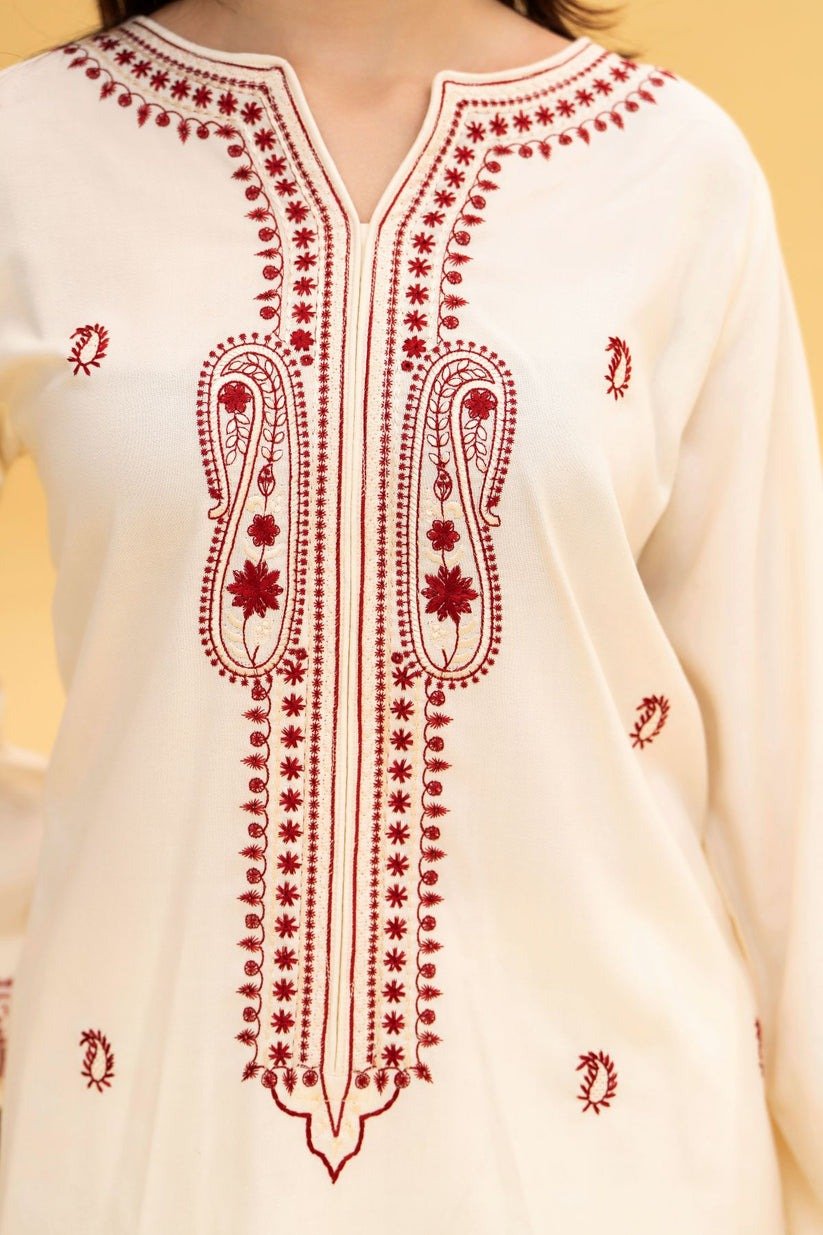 Zohra Embroidery 3PC Shawl Premium Stone Linen Winter Dress with Embroidered Shirt and Shawl