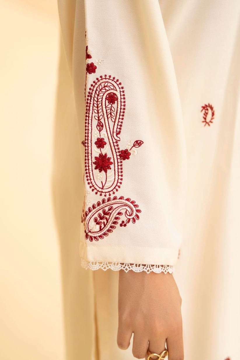 Premium Zohra Embroidery 3PC Shawl Stone Linen Winter Dress - Image 3