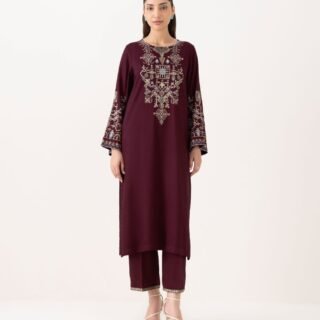 AYEZA 2PC premium winter stone linen suit with embroidered shirt and embroidered trouser