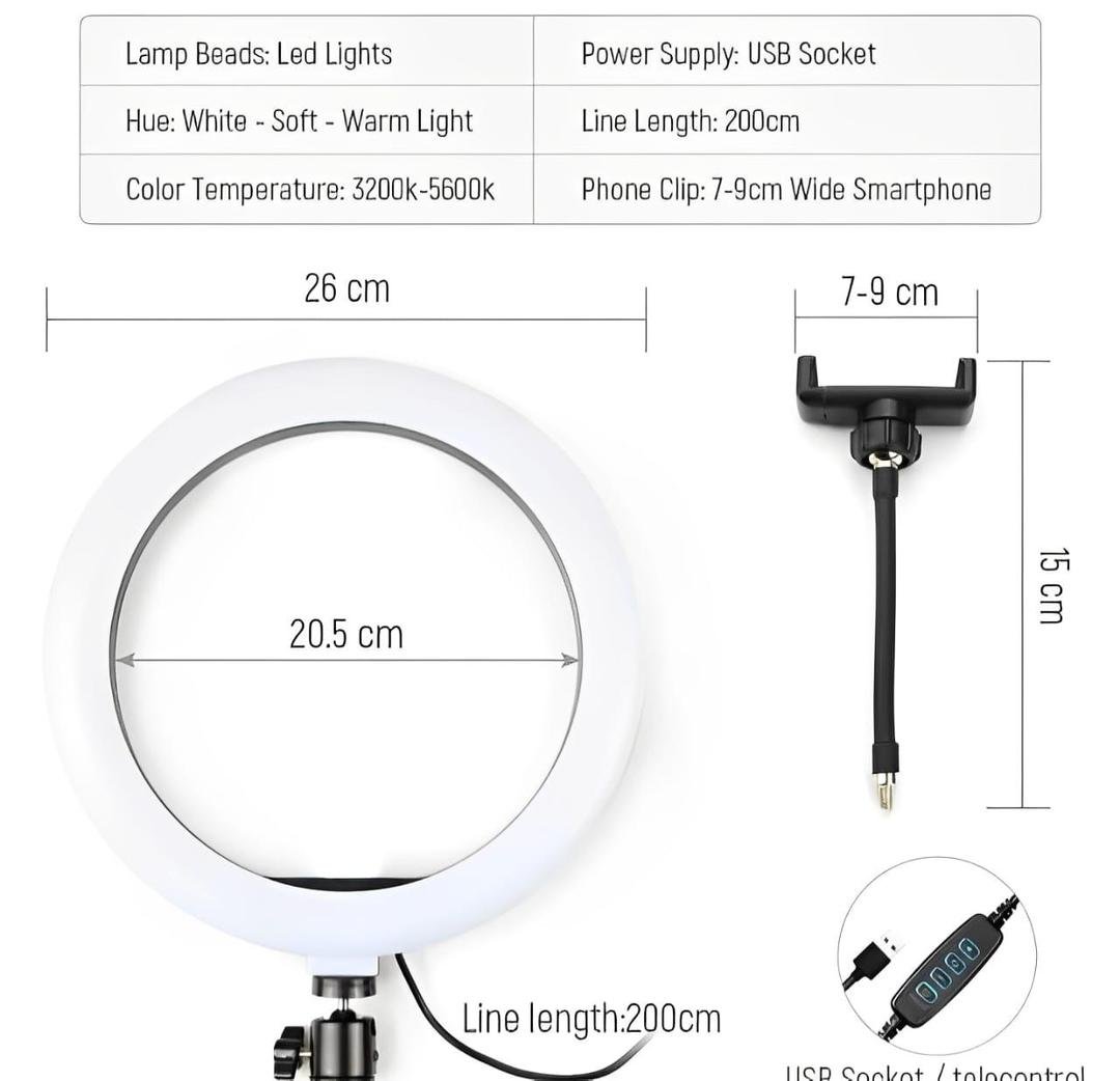 LED Ring Light with Tripod & Mobile Holder 3 Pc, Fast Delivery - Image 5