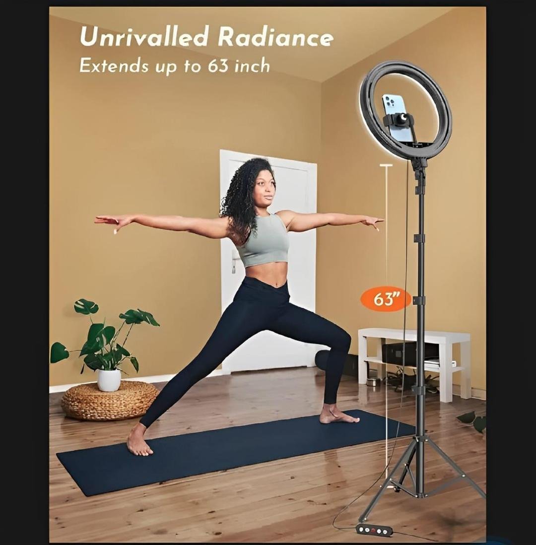 LED Ring Light with tripod stand and mobile holder for content creation