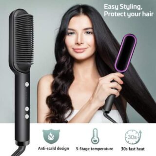 Corded Electric Hair Straightener Brush for smooth and straight hair styling